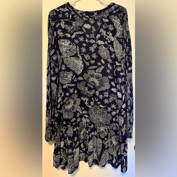 Anthropologie Saturday Sunday Navy and White Print Elyn Tunic Dress Size L - Picture 4 of 9